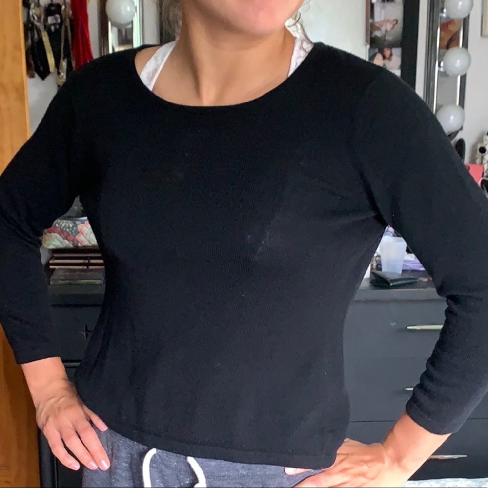 Black blouse open tied back
